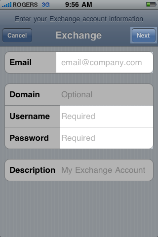 iphone mail setup with hosted exchange